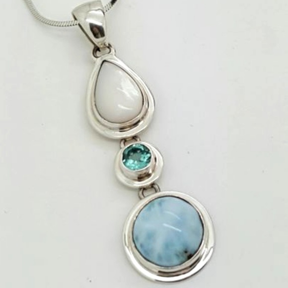 Jewelry - Larimar, Mother of Pearl, and Blue Topaz Pendant
